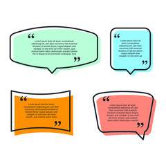 Colored quote speech bubble template. set different shape geometric texting boxes. Quotes form and speech box isolated on white background. Vector illustration.