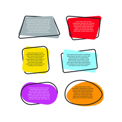 Colored quote speech bubble template. set different shape geometric texting boxes. Quotes form and speech box isolated on white background. Vector illustration.