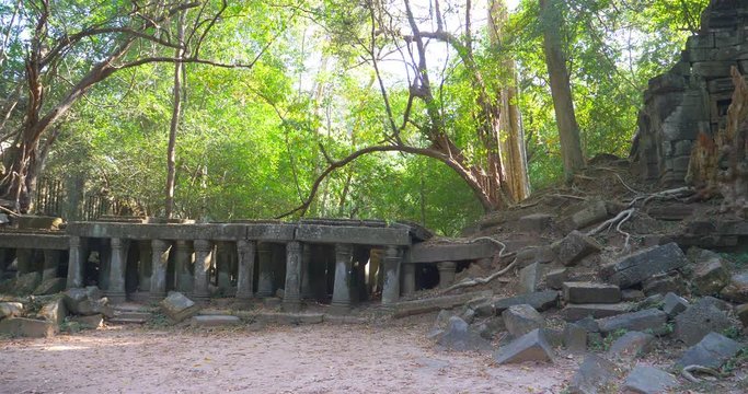 Beng Mealea ancient temple ruines in the middle of jungle forest in Sieam Ream, Cambodia