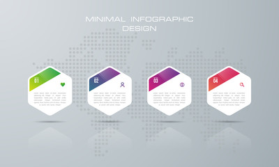 Info graphic template with 4 options, workflow, process chart, Timeline info graphics design vectordiagram, annual report, web design, steps or processes. - Vector