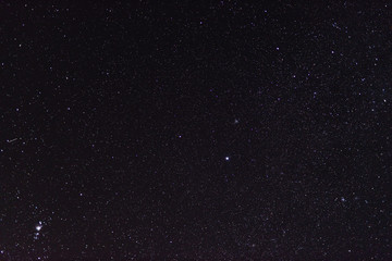 starry night sky with extremely clear conditions making a lot of constellations visible as well as some meteors or satellite trails shot from Tasmania