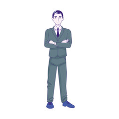 cartoon businessman standing icon, colorful design