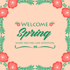Unique Shape pattern of leaf and floral, for welcome spring elegant greeting card concept. Vector
