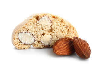 Sweet almond cookie on white background