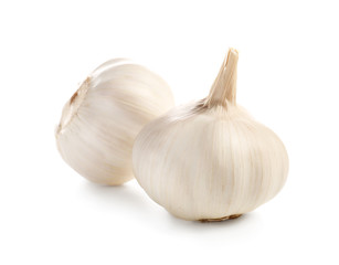 Fresh garlic on white background
