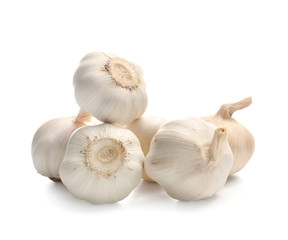 Fresh garlic on white background