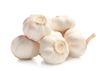 Fresh garlic on white background