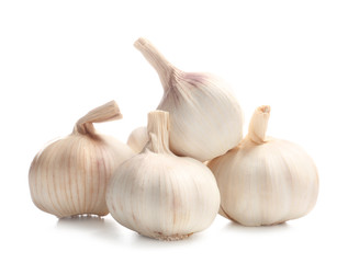 Fresh garlic on white background