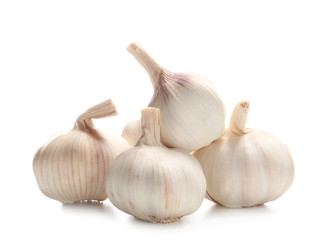 Fresh garlic on white background