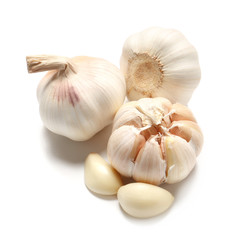 Fresh garlic on white background