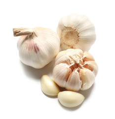 Fresh garlic on white background