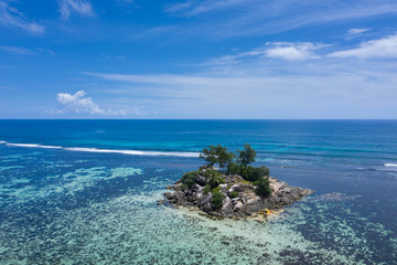 Fototapeta na wymiar Anse Royale beach drone view in Mahe Island Seychelles 