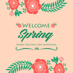 Unique Ornament of leaf and flower frame, for welcome spring invitation card template design. Vector
