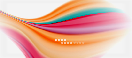 Wave lines abstract background, smooth silk design with rainbow style colors. Liquid fluid color waves. Vector Illustration