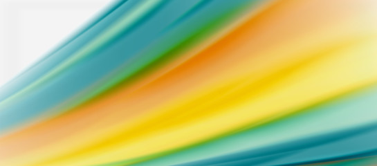 Wave lines abstract background, smooth silk design with rainbow style colors. Liquid fluid color waves. Vector Illustration