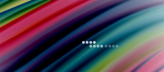 Wave lines abstract background, smooth silk design with rainbow style colors. Liquid fluid color waves. Vector Illustration