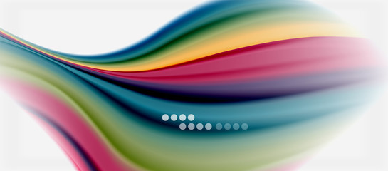 Wave lines abstract background, smooth silk design with rainbow style colors. Liquid fluid color waves. Vector Illustration