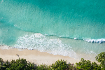 Anse Lazio Beach drone view in Praslin Island Seychelles 
