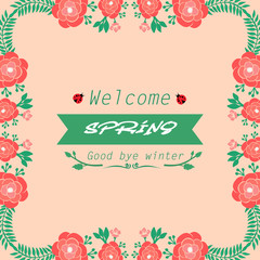 Antique Frame with leaf and seamless wreath, for welcome spring invitation card design. Vector