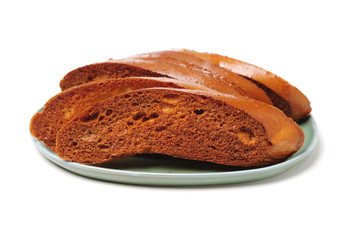 Slices toast bread on white background