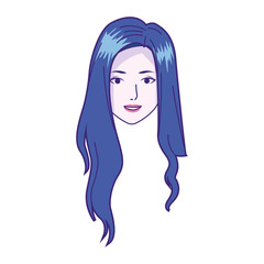 cartoon woman with long hair, colorful design