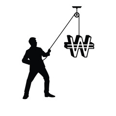 Business man with money currency silhouette vector