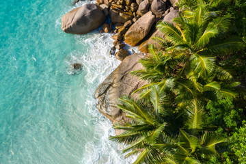 Anse Lazio Beach drone view in Praslin Island Seychelles 
