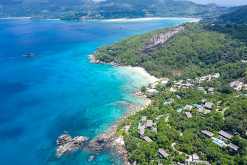 Drone view of the Island of Mahe in Seychelles 