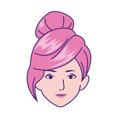 Woman face with cool hairstyle icon