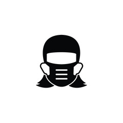 Woman with mask for protect virus or pollution icon vector