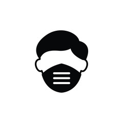 Man with mask for protect virus or pollution icon vector