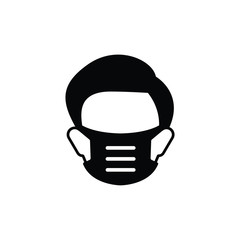 Man with mask for protect virus or pollution icon vector