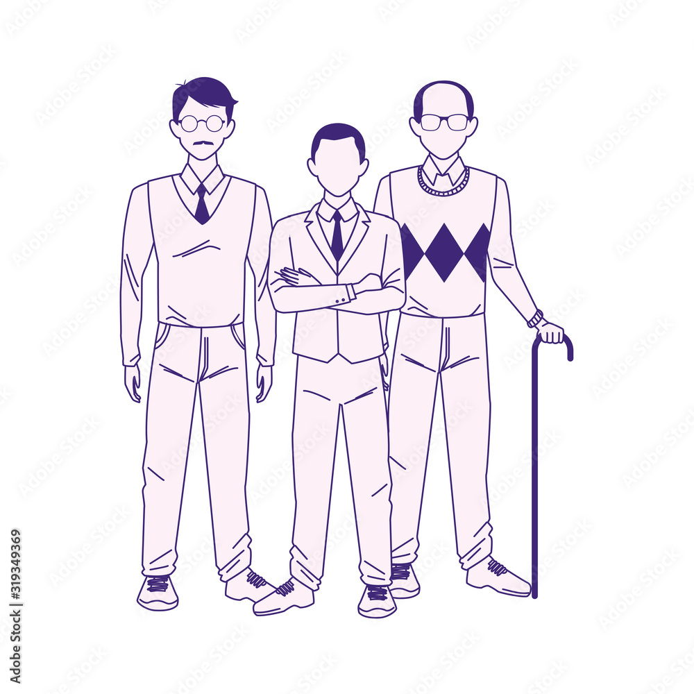 Canvas Prints old man with businessmen standing, flat design