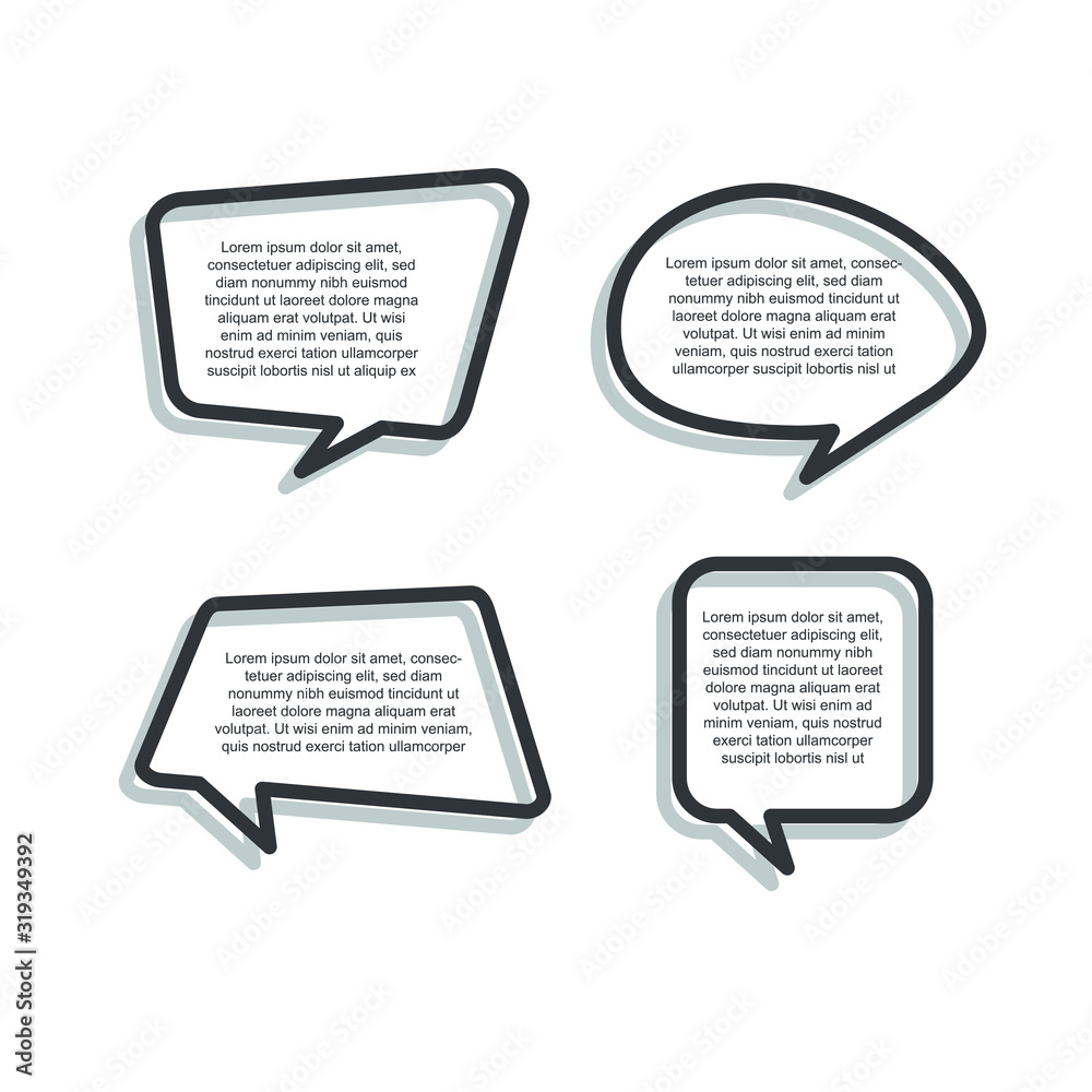 Poster collection of scribbled comic speech bubbles. colored quote speech bubble template. quotes form and 