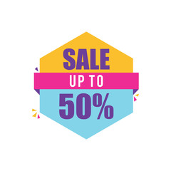 Sale Up To 50 Percent Badge With Ribbon