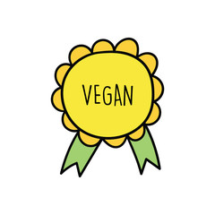 Cartoon Vegan Medal With Ribbon