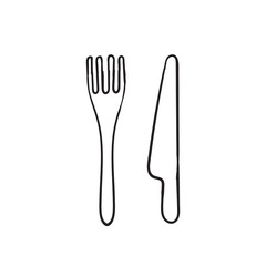 hand drawn Fork and knife icon isolated on white background