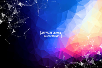 Multicolor Geometric Polygonal background molecule and communication. Connected lines with dots. Minimalism background. Concept of the science, chemistry, biology, medicine, technology.