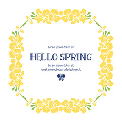 Beautiful yellow wreath frame decor, for hello spring invitation card design. Vector