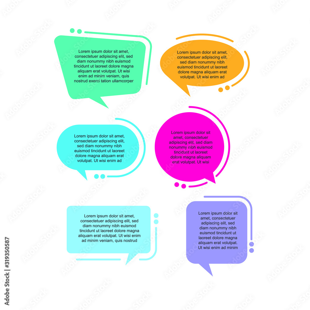 Fototapete Colored quote speech bubble template. set different shape geometric texting boxes. Quotes form and speech box isolated on white background. Vector illustration.