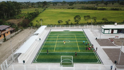 Cancha de fútbol soccer en Nuevo Cajamarca - Perú. © Gabo