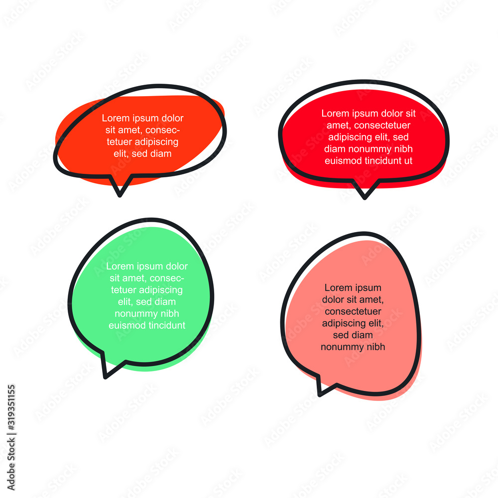 Leinwandbilder colored quote speech bubble template. set different shape geometric texting boxes. quotes form and s