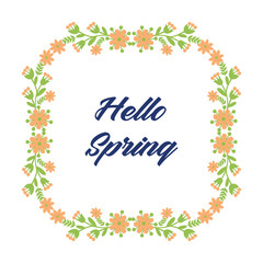 Obraz na płótnie Canvas Vintage pattern of leaf and flower frame design, for hello spring greeting card decor. Vector