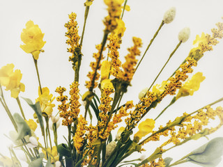 Yellow Artificial Wildflowers Macro Shot Up Close