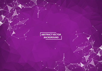 Abstract Purple Polygonal Space Background with Connecting Dots and Lines.  Connection structure. Vector science Futuristic HUD background.