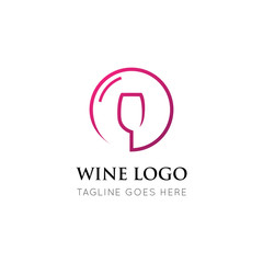 wine logo and icon vector illustration design template