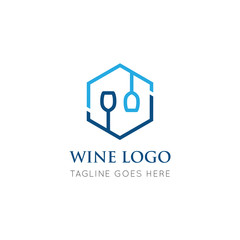 wine logo and icon vector illustration design template
