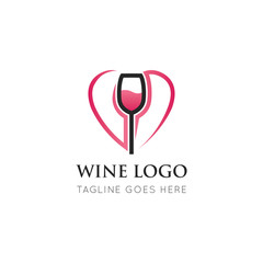 wine logo and icon vector illustration design template