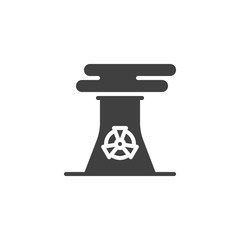 Industrial chimney pollution vector icon. filled flat sign for mobile concept and web design. Industry factory chimney smog glyph icon. Symbol, logo illustration. Vector graphics