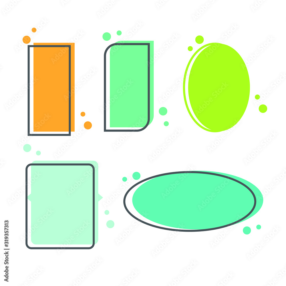 Poster Colored quote speech bubble template. set different shape geometric texting boxes. Quotes form and speech box isolated on white background. Vector illustration.